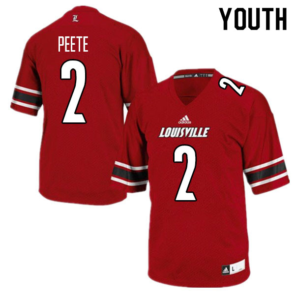 Youth #2 Devante Peete Louisville Cardinals College Football Jerseys Sale-Red - Click Image to Close